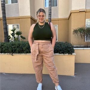 Eloquii Tan Denim Tie Waist Pants sz 16